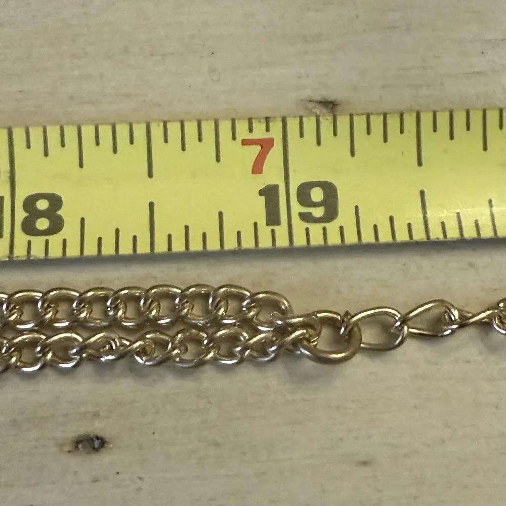 Dangle Beaded‎ Necklace Gold Tone Blue Gray Statement Double Strand Chain 19-22”